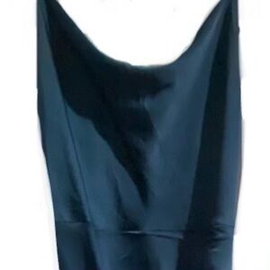 Teal dress with side ruching / bottom overlapped front